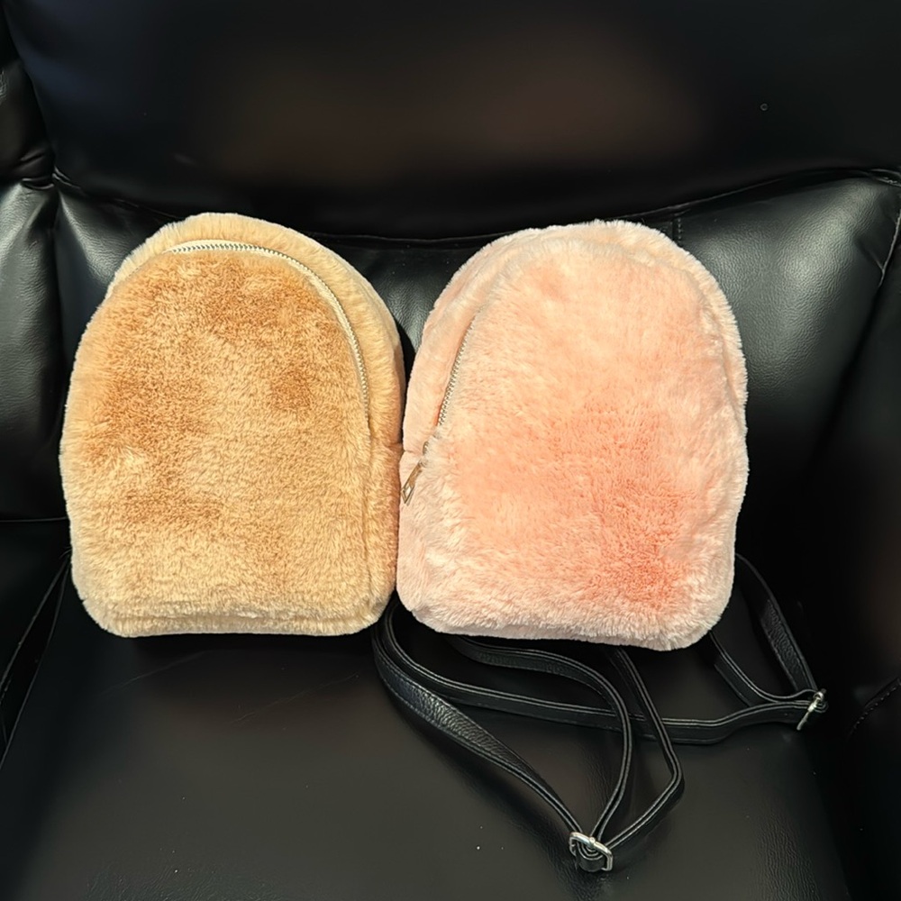 Pink furry soft backpack